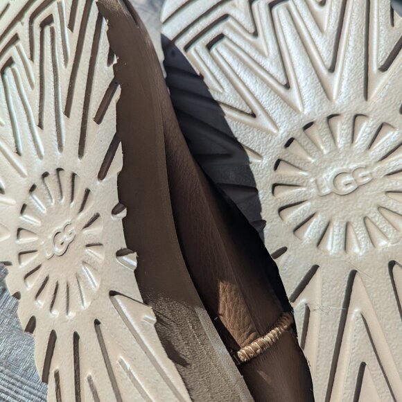 UGG Women's Deconstructed Mini Zip Y2K Classic Leather Short Boots Brown 9 - Picture 8 of 9